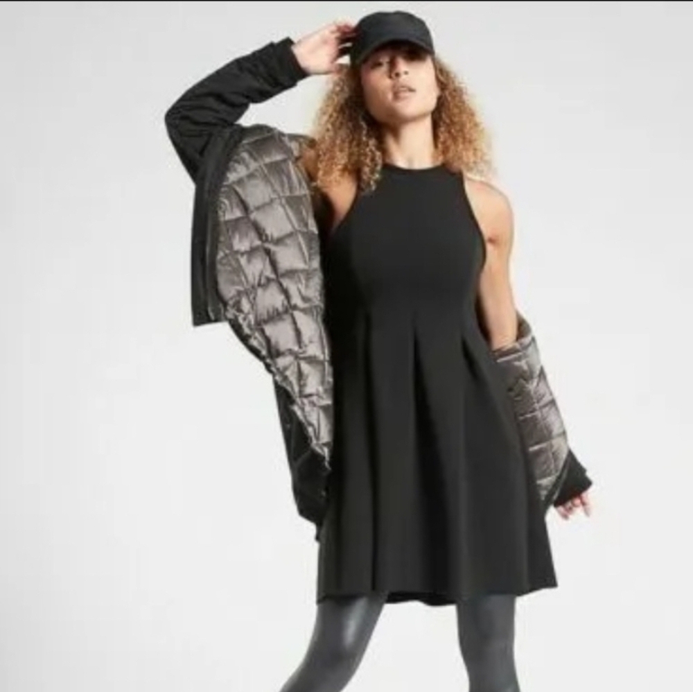 Athleta En Route Scuba Dress Black Sleeveless Dress